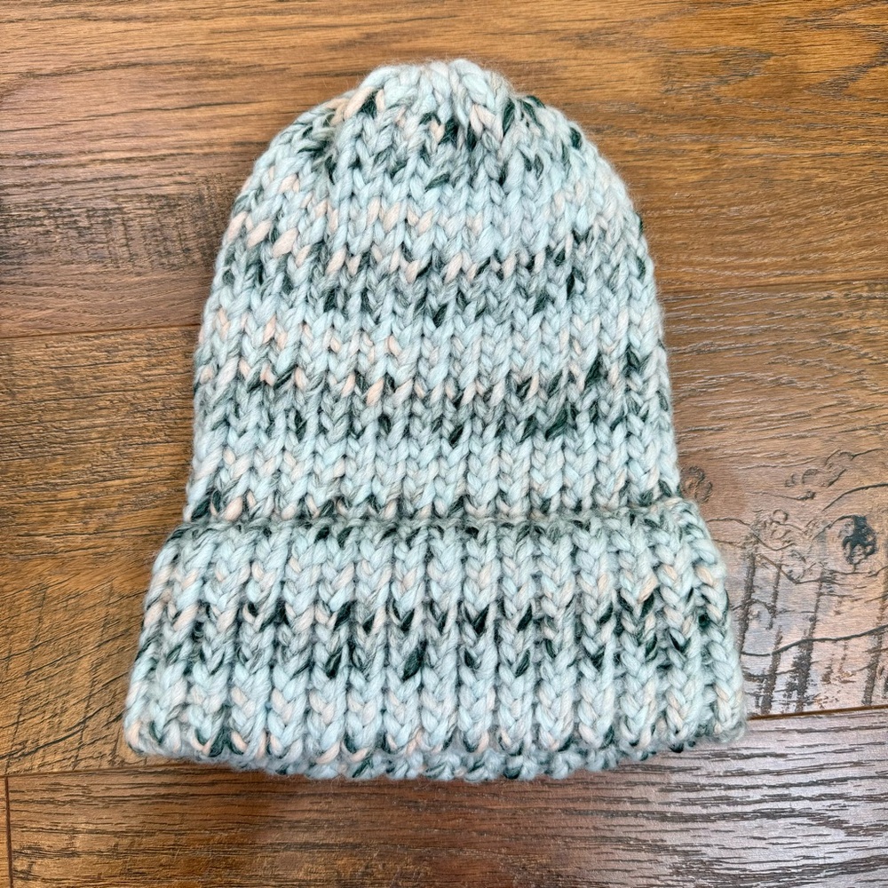 New Handmade Knit Blue/Gray Winter Beanie Hat